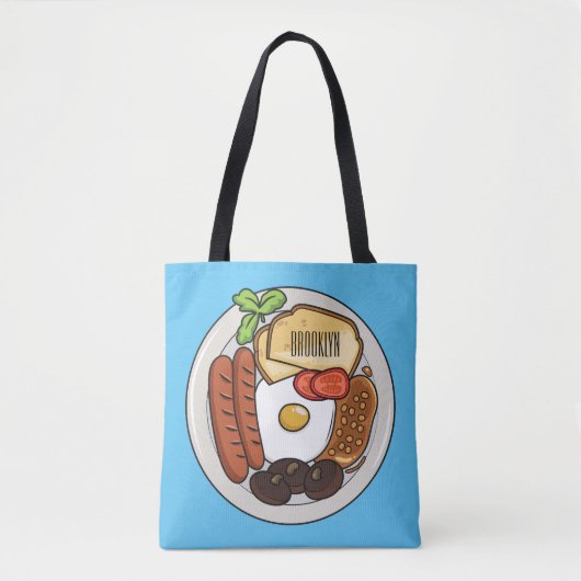 illustratie Engelse ontbijtcartoon Tote Bag (Voorkant)