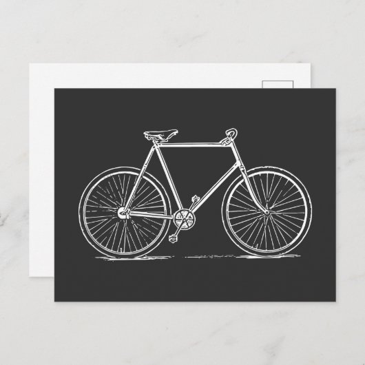 illustratie fiets in zwart-wit briefkaart (Voorkant / Achterkant)