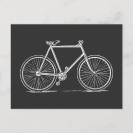  illustratie fiets in zwart-wit briefkaart