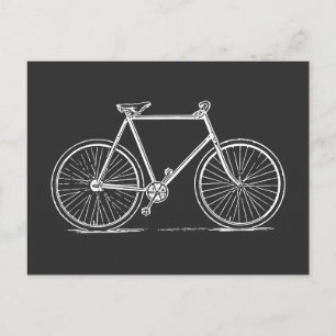 illustratie fiets in zwart-wit briefkaart