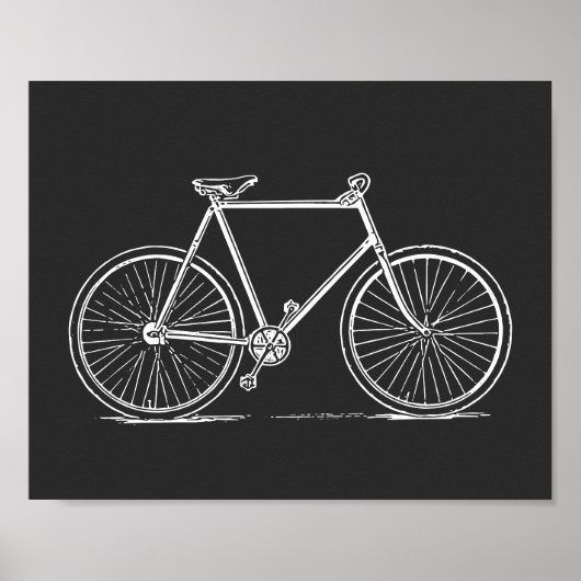  illustratie fiets in zwart-wit poster (Voorkant)