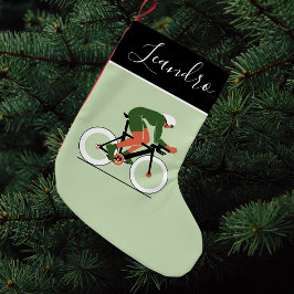 Illustratie fietser Bike Riding naam Kleine Kerstsok