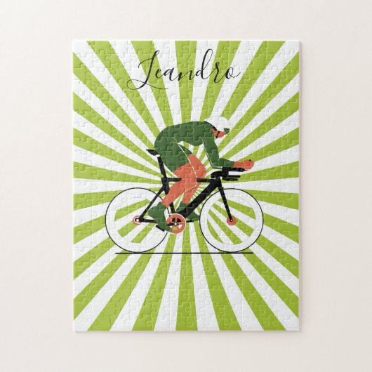 Illustratie fietser Bike Riding naam Legpuzzel (Verticaal)