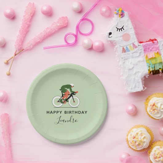 Illustratie fietser Bike Riding naam Papieren Bordje (Feest)