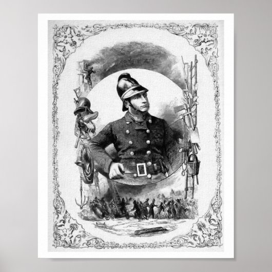 illustratie "Fireman/brandweerman". Poster (Voorkant)
