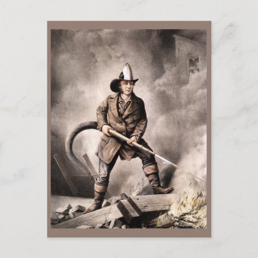  illustratie Fireman Briefkaart (Voorkant)