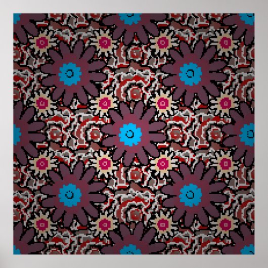  illustratie. Folkloric etnische paars, rood Poster (Voorkant)