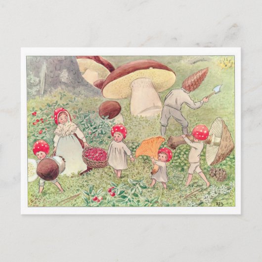  illustratie Forest Children Elsa Beskow Briefkaart (Voorkant)