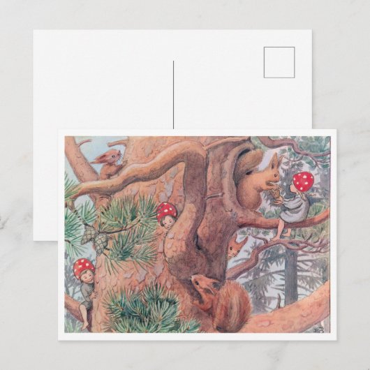  illustratie Forest Children Elsa Beskow Briefkaart (Voorkant / Achterkant)