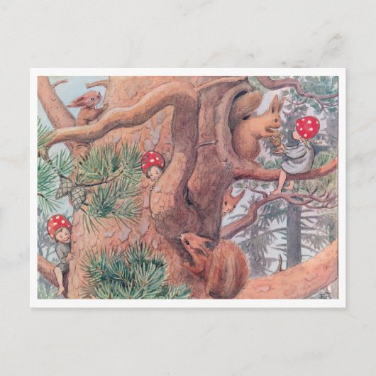  illustratie Forest Children Elsa Beskow Briefkaart (Voorkant)