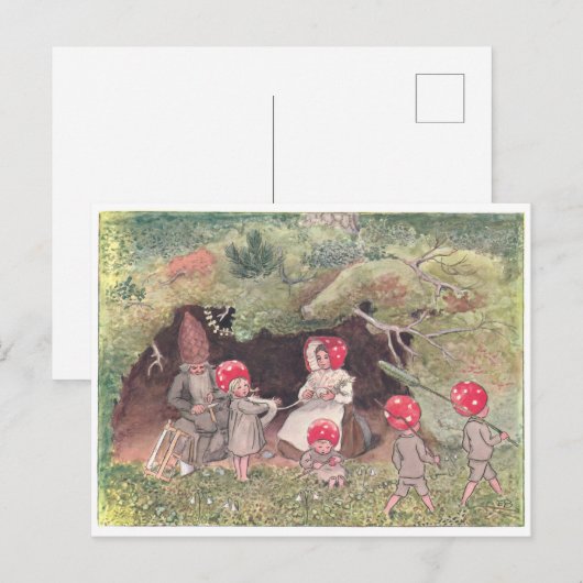  illustratie Forest Children Elsa Beskow Briefkaart (Voorkant / Achterkant)