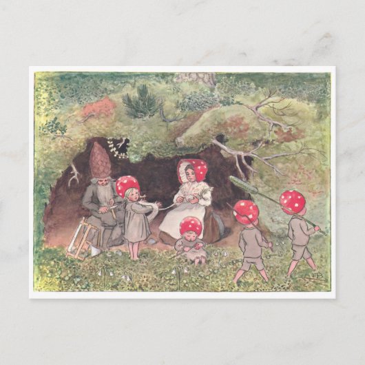  illustratie Forest Children Elsa Beskow Briefkaart (Voorkant)