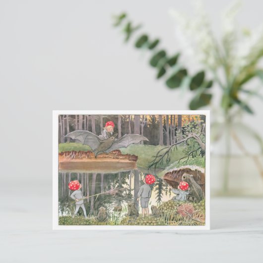  illustratie Forest Children Elsa Beskow Briefkaart (Staand voorkant)