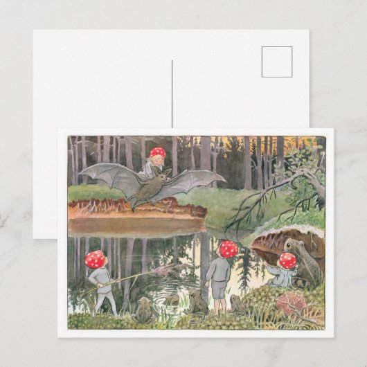  illustratie Forest Children Elsa Beskow Briefkaart (Voorkant / Achterkant)