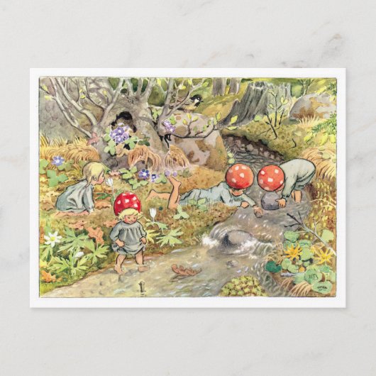  illustratie Forest Children Elsa Beskow Briefkaart (Voorkant)