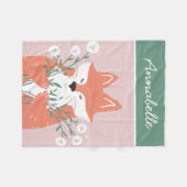 Illustratie Fox Smelling Flowers Gepersonaliseerd Fleece Deken (Voorkant (Horizontaal))