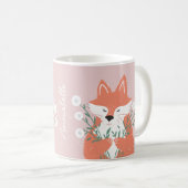Illustratie Fox Smelling Flowers Gepersonaliseerd Koffiemok (Voorkant rechts)