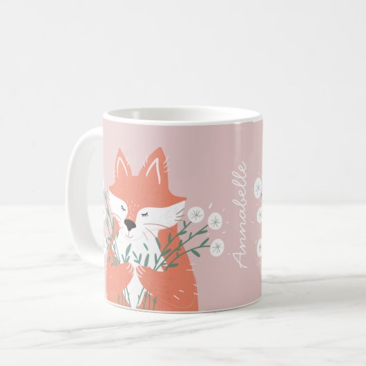 Illustratie Fox Smelling Flowers Gepersonaliseerd Koffiemok (Voorkant links)