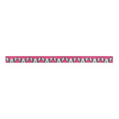 Illustratie Franse Bulldog met roze achtergrond Grosgrain Lint (Voorkant)