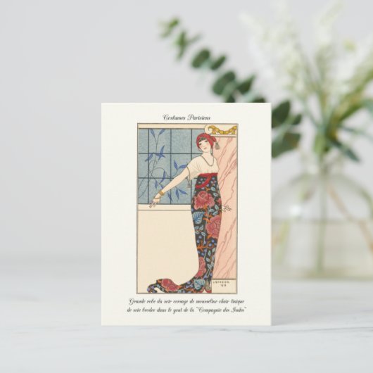 Illustratie Franse Mode Barbier Art Deco Briefkaart (Staand voorkant)