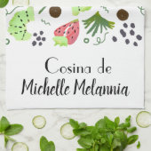 Illustratie "Fruit Salad Kiwi Watermelon Greenery" Theedoek (Gevouwen)