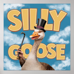 Illustratie Gekke gans, Funny Goose Poster