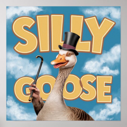 Illustratie Gekke gans, Funny Goose Poster (Voorkant)
