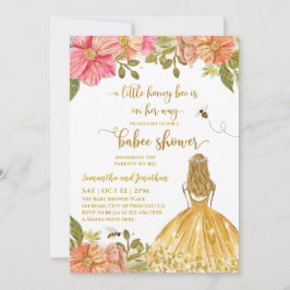 Illustratie Girl Bee Baby shower Uitnodiging