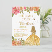 Illustratie Girl Bee Baby shower Uitnodiging (Staand voorkant)
