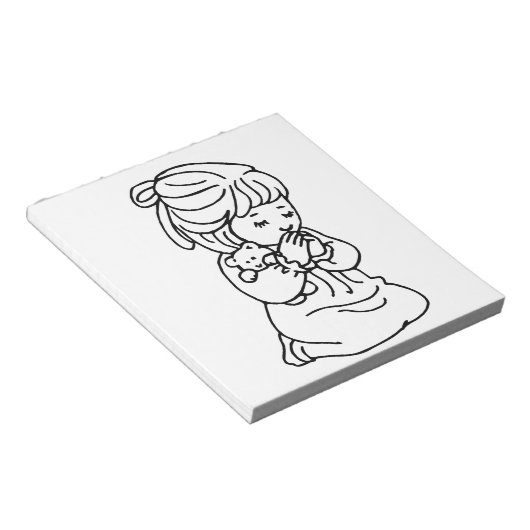 Illustratie Girl Praying Notitieblok (Schuin)