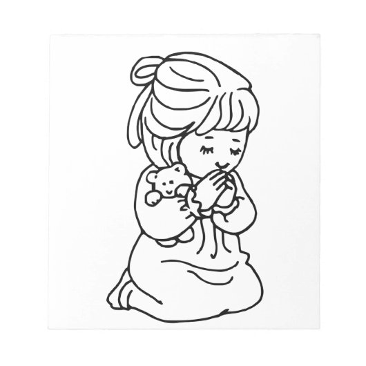 Illustratie Girl Praying Notitieblok (Voorkant)