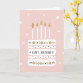 Illustratie Glitter Gold Pastel Birthday Cake Kaart (Gele Bloem)