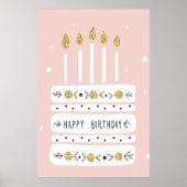 Illustratie Glitter Gold Pastel Birthday Cake Poster (Voorkant)