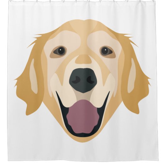 Illustratie Golden Retriever Douchegordijn (Voorkant)