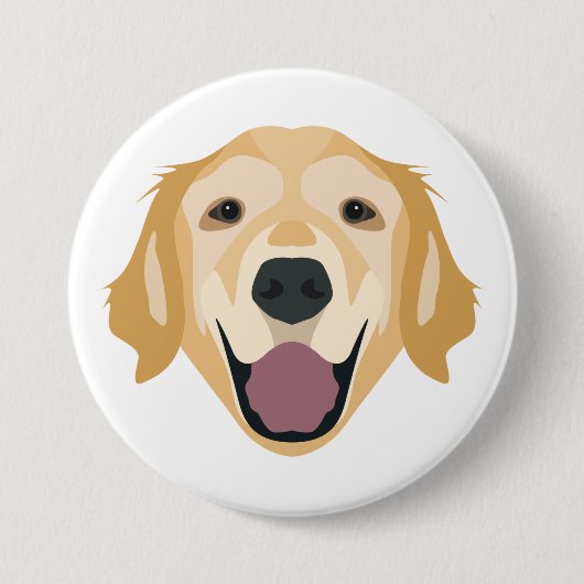 Illustratie Golden Retriever Ronde Button 7,6 Cm (Voorkant)