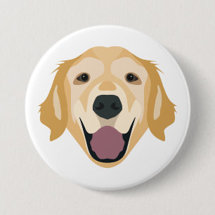 Illustratie Golden Retriever Ronde Button 7,6 Cm
