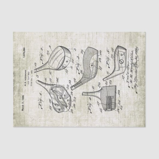  illustratie Golf Club uit de jaren 20 Tissuepapier (Voorkant)