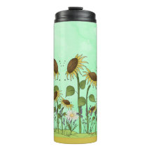 Illustratie goudzomerzonnebloem op Mint Green