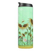 Illustratie goudzomerzonnebloem op Mint Green Thermosbeker (Geroteerd rechts)