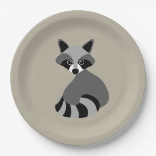 Illustratie grafische Raccoon-Cartoon Papieren Bordje