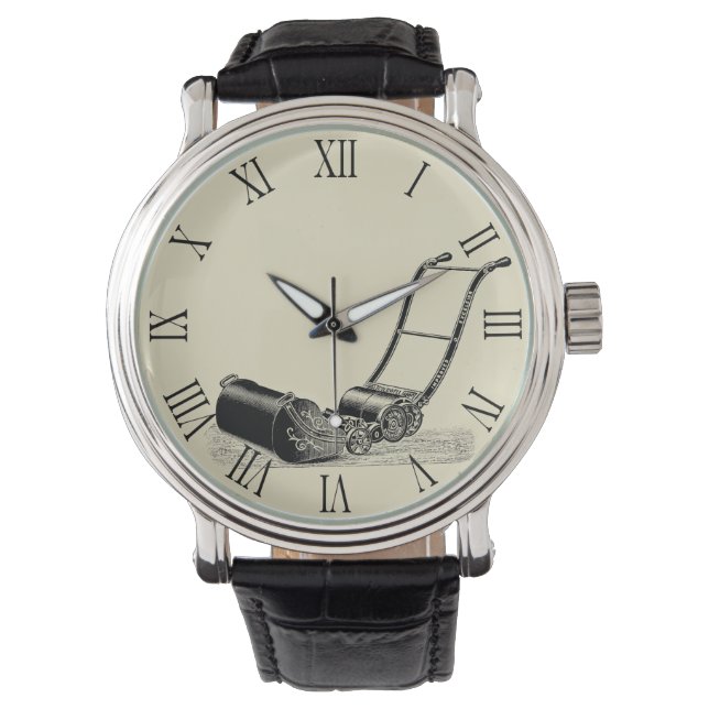  Illustratie Grasmaaier Romeinse cijfers W Horloge (Voorkant)