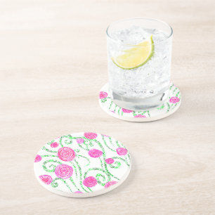 Illustratie groen en roze ventilator zandsteen onderzetter