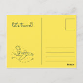 Illustratie groene en gele geluidsoverlast schetst briefkaart (Achterkant)