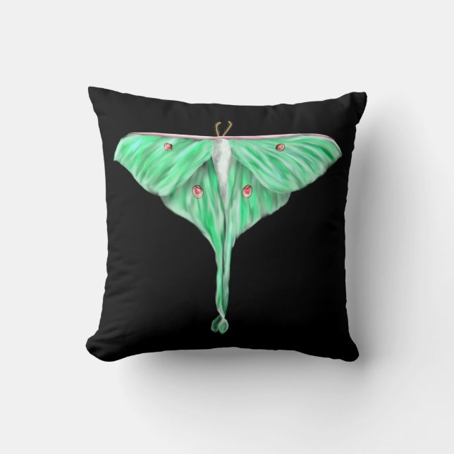 Illustratie: Groene Lunar Moth Kussen (Voorkant)