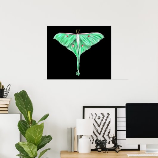 Illustratie: Groene Lunar Moth Poster (Thuiskantoor)