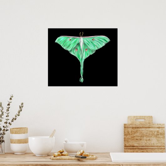 Illustratie: Groene Lunar Moth Poster (Keuken)
