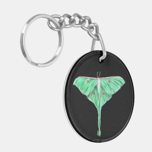 Illustratie: Groene Lunar Moth Sleutelhanger (Voorkant Links)