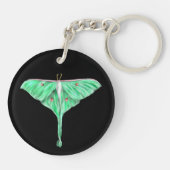 Illustratie: Groene Lunar Moth Sleutelhanger (Achterkant)