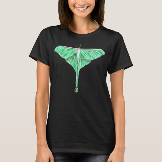 Illustratie: Groene Lunar Moth T-shirt (Voorkant)
