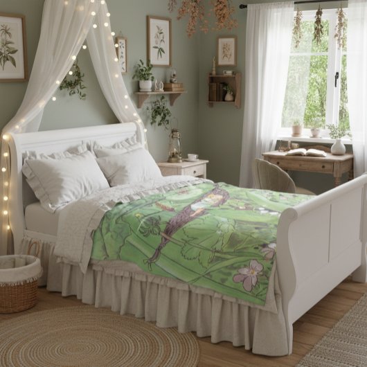  illustratie Groene Meisjes Room Decoratie Fleece Deken
